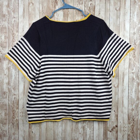 ZARA KNIT Women's Short Sleeve Striped Top Size Medium Viscose Blend Multicolor - Picture 8 of 10